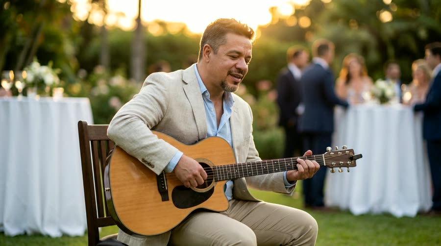 Auri Toledo en formato solista durante la cena de una boda